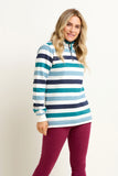 Blue Stripe 1/4 Zip Sweater
