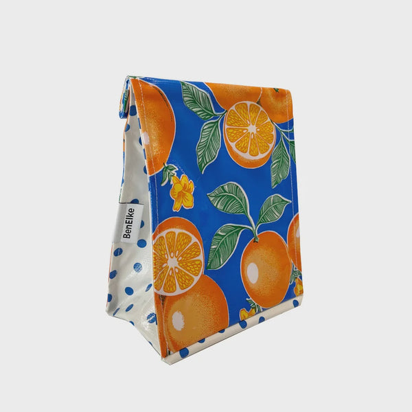 Oil Cloth Lunch Bag - Blue Oranges