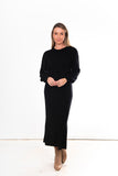 Puff Sleeve Longline Dress - Black