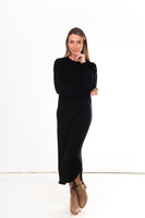 Puff Sleeve Longline Dress - Black