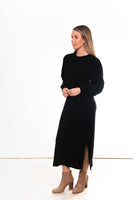 Puff Sleeve Longline Dress - Black