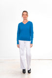 Izzy Essential Vee Neck Knit - Electric Blue