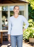 Classic V Neck with Trim - Baby Blue