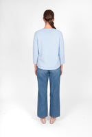 Classic V Neck with Trim - Baby Blue
