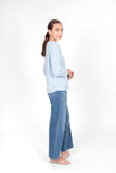 Classic V Neck with Trim - Baby Blue