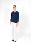 Classic V Neck with Trim - Navy