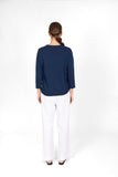 Classic V Neck with Trim - Navy
