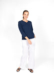 Classic V Neck with Trim - Navy