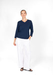 Classic V Neck with Trim - Navy