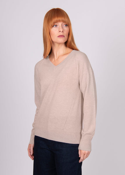 Izzy V Neck Pullover - Oatmeal