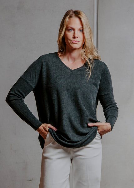 Queen Vee Curved Hem Tunic - Forest