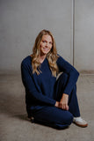 Queen Vee Essential Curved Hem Tunic - Navy
