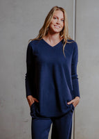 Queen Vee Essential Curved Hem Tunic - Navy