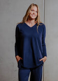 Queen Vee Essential Curved Hem Tunic - Navy