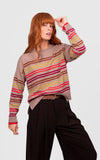 Multi Stripe Relaxed Pullover - Cobblestone