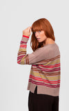 Multi Stripe Relaxed Pullover - Cobblestone