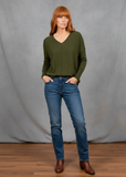 Queen Vee Curved Hem Tunic - Olive