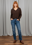 Queen Vee Curved Hem Tunic - Chocolate