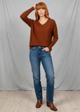 Queen Vee Curved Hem Tunic - Cognac