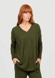 Queen Vee Curved Hem Tunic - Olive