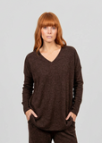 Queen Vee Curved Hem Tunic - Chocolate