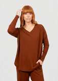 Queen Vee Curved Hem Tunic - Cognac