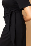 Black Stretch Tie-Waist Dress