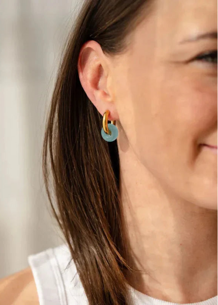 Astrid Hoop Earrings - Blue Stone