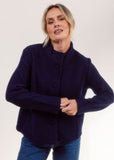 Boiled Wool High Neck 2 Pocket Jacket - Navy