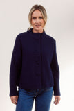 Boiled Wool High Neck 2 Pocket Jacket - Navy