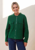 Boiled Wool Bomber Zip Jacket - Green