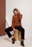 Boiled Wool Cable Knit Jacket - Copper