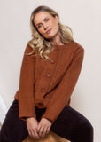 Boiled Wool Cable Knit Jacket - Copper