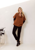 Boiled Wool Cowl Neck Top - Copper