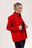 Boiled Wool Double Breasted Jacket - Red