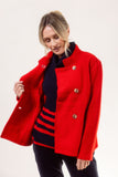 Boiled Wool Double Breasted Jacket - Red