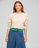 Flower Belt - Peacock Suede