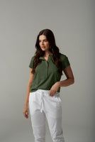 Cotton Henley Tee - Fairway Green