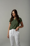 Cotton Henley Tee - Fairway Green