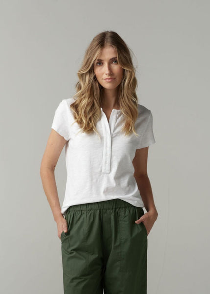 Cotton Henley Tee - White
