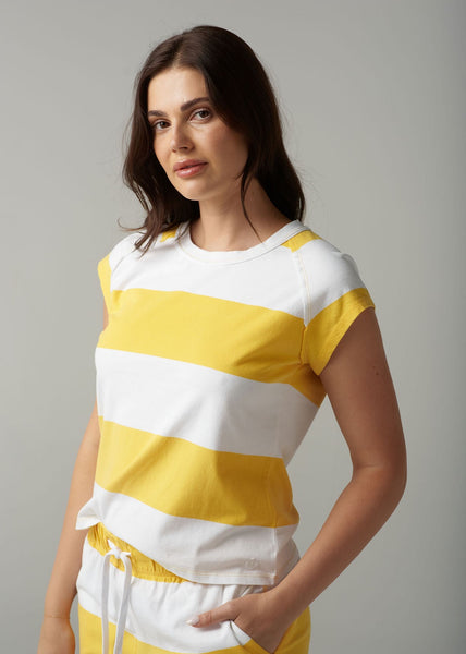 Stripe Raglan Tee - White/Daffodil