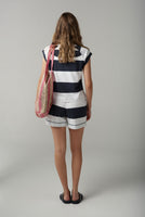 Stripe Raglan Tee - White/Navy