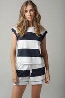 Stripe Raglan Tee - White/Navy