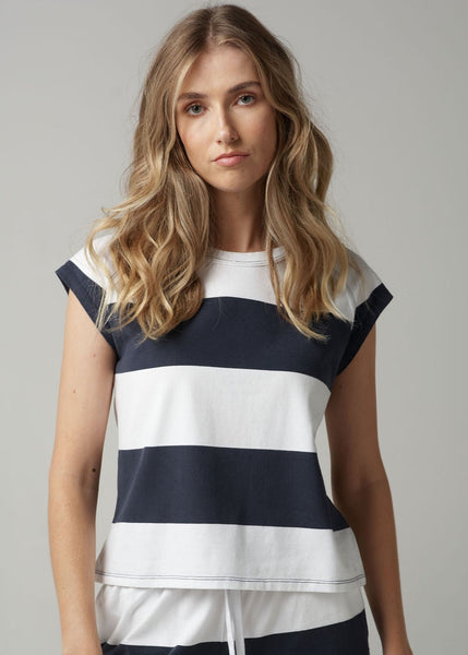 Stripe Raglan Tee - White/Navy