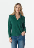 Collared Henley Tee - Rain Forest