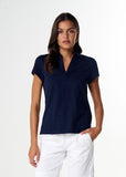 Collared Henley Tee - Navy