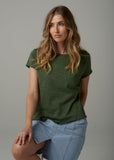 Cotton Front Split Tee - Fairway Green