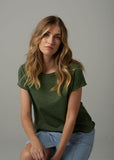 Cotton Front Split Tee - Fairway Green