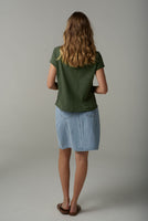 Cotton Front Split Tee - Fairway Green