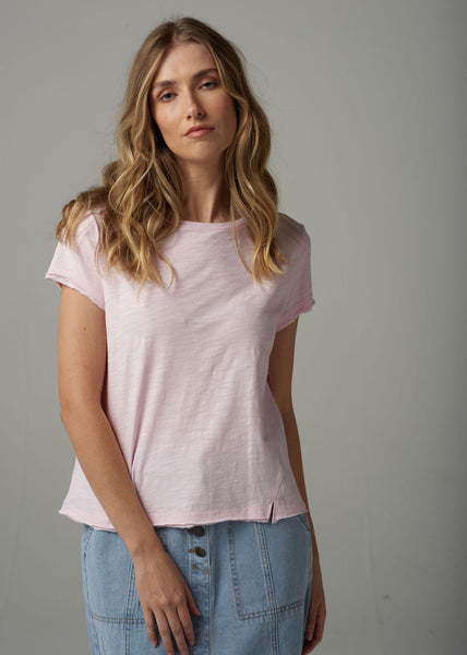 Cotton Front Split Tee - Pink